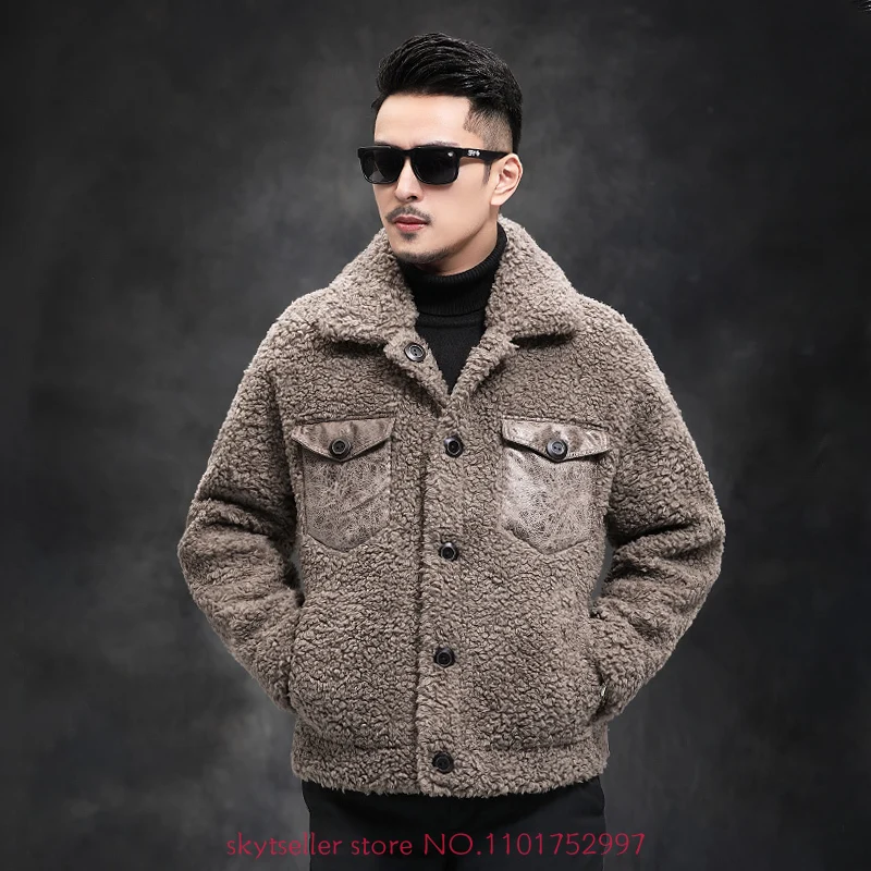 

2022 Autumn Winter Women New Short Sheep Shearing Jackets Male Double-sided Wear Coats Men Genuine Wool Warm Outerwear N17