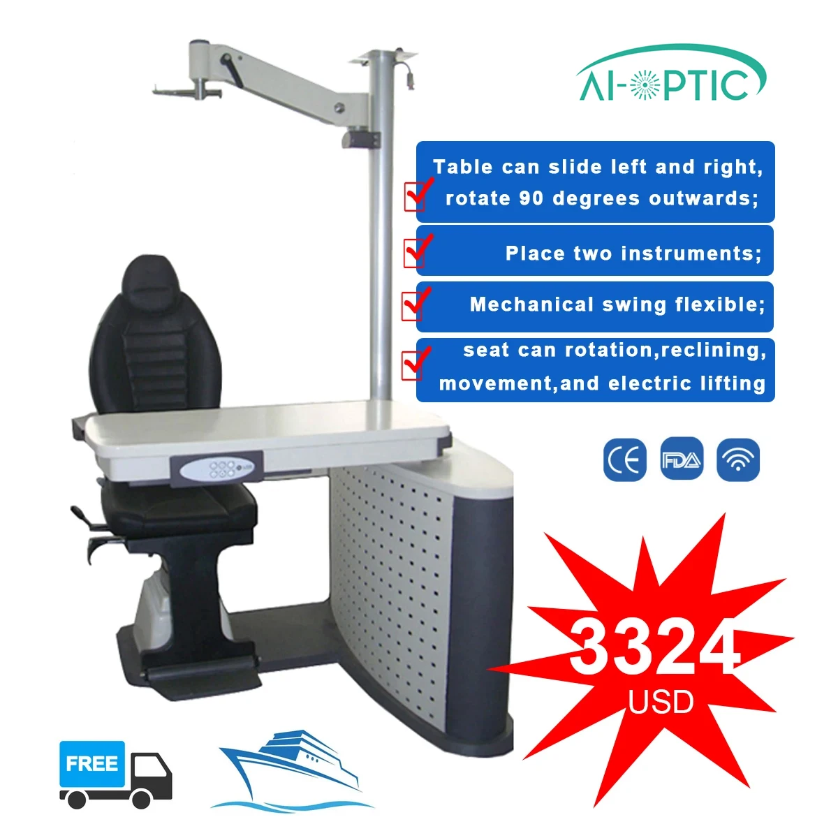 Optical Equipment Optometry Ophthalmic Refraction Unit Combined Table and Chairs Free Shipping CT-360