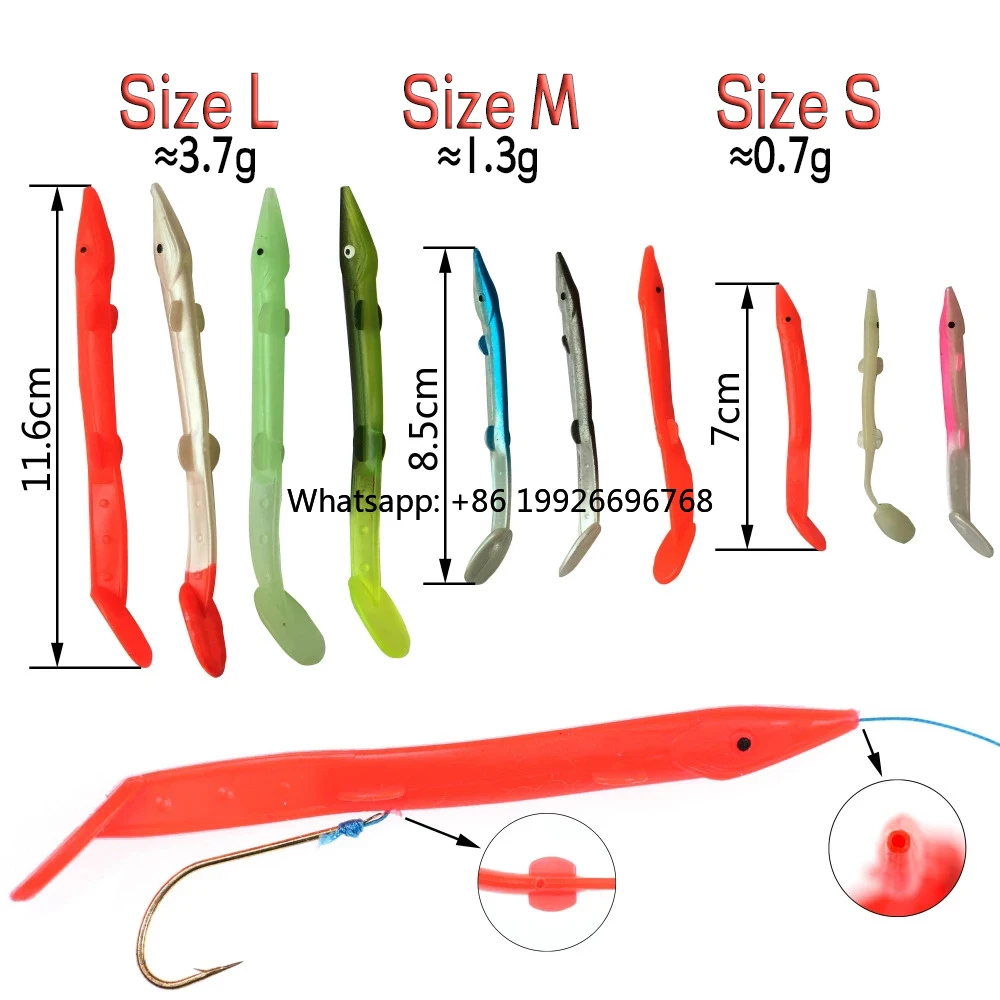 

Multi-Color Sabiki Rig Eel Lure Soft Plastic Artificial Bait for Saltwater Fishing Sizes 7cm 8.5cm 11.6cm manufacturer