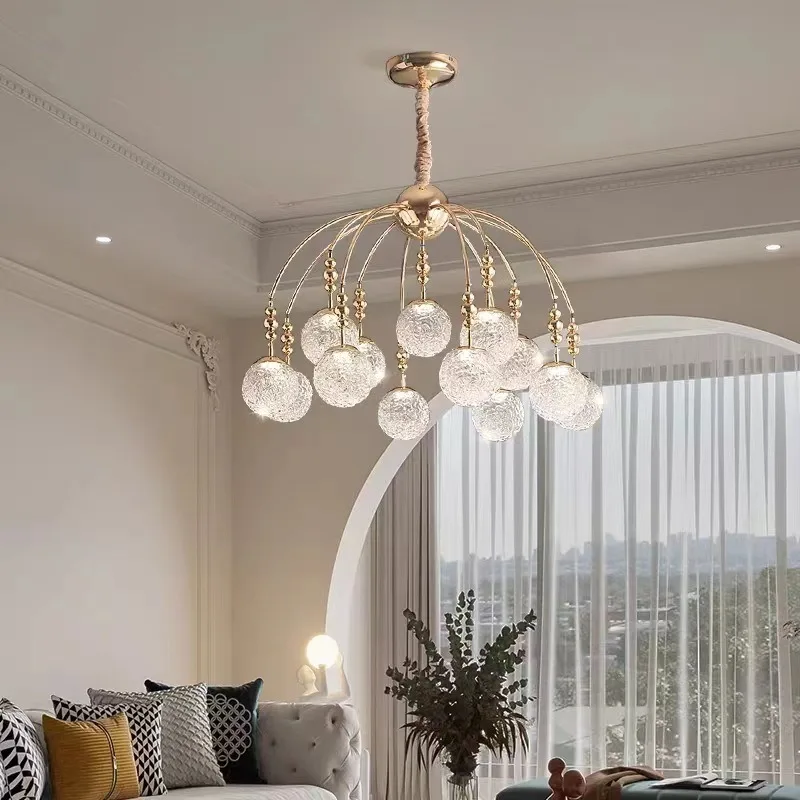

American Luxurious Glass Ball Ceiling Chandeliers LED Lights Restaurant Villa Living Room Clothing Store Artistic Pendant Lamps