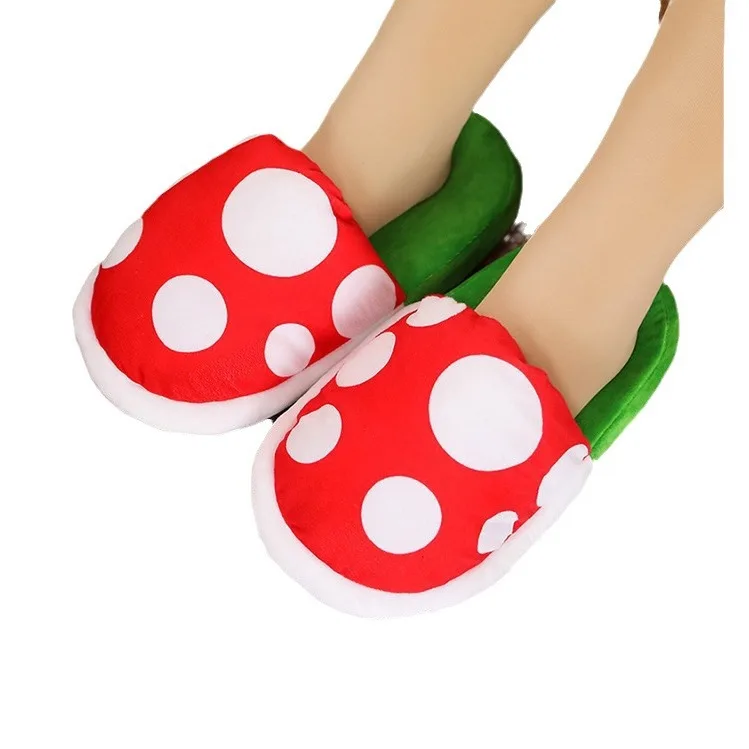 귀여운 플러시 슬리퍼 성인 남녀 슈퍼 게임 배관공 만화 마리오 루이지 슬리퍼 미끄럼 방지 따뜻한 실내화 면 슬리퍼