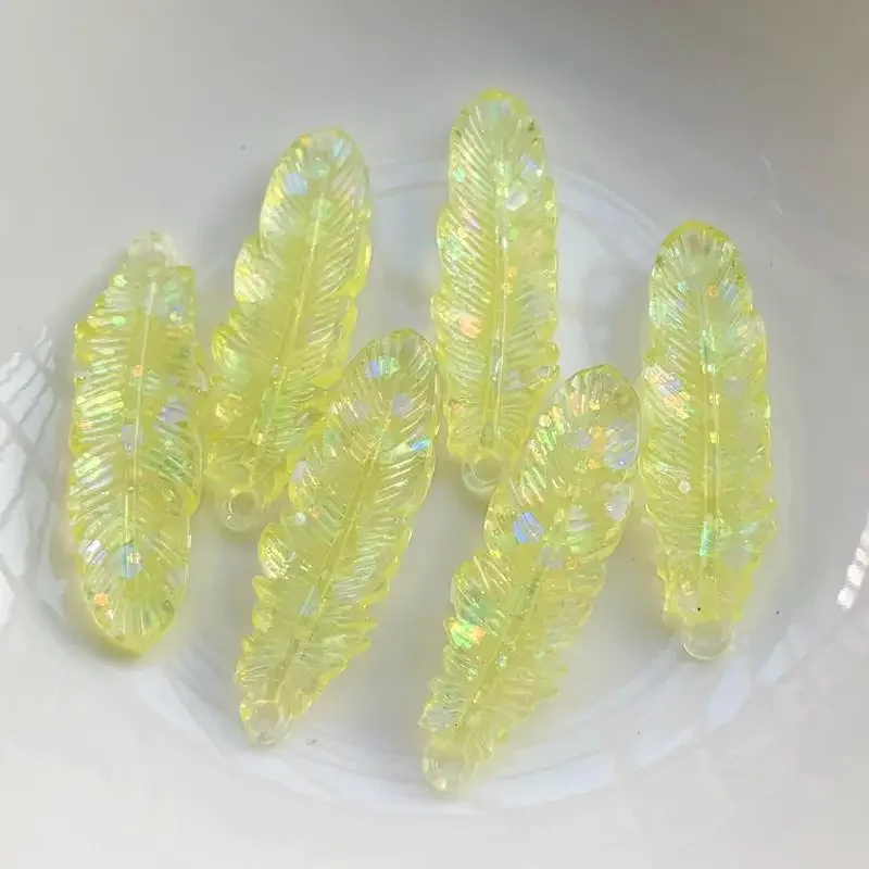 20PCS 11*38mm Beadwork Flatback Resin Feather Cabochon For Native Beaded Jewelry handmade DIY pendant decoration supplies -HR69