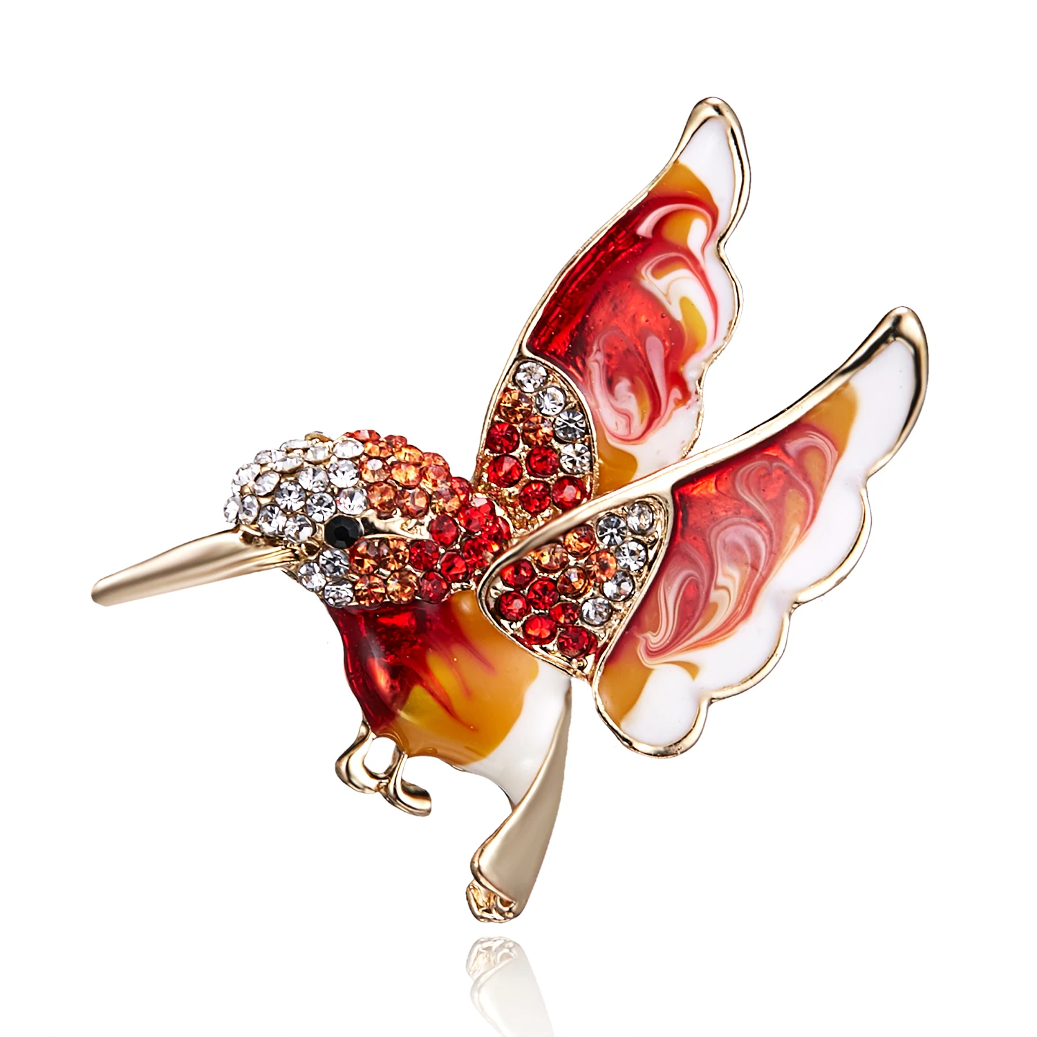 Rinhoo Voll Strass Flying Vögel Brosche für Frauen Lebendige Vogel Schlenker Runde Perlen Tier Revers Pins Hummingbird Abzeichen Corsage – Detail 31