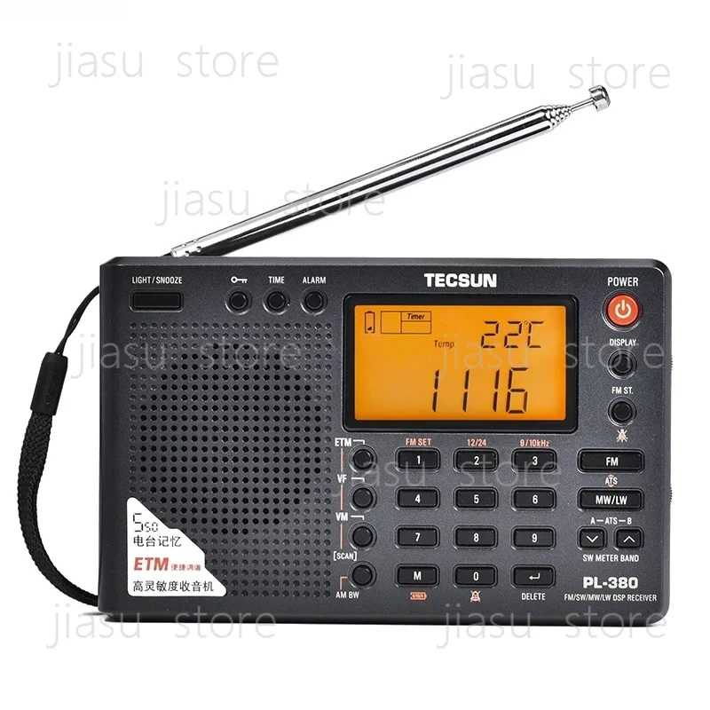 PL-380 Full Band Radio Digital Demodulation Stereo PLL Portable Radio FM /LW/SW/MW DSP Receiver Radio AM BB