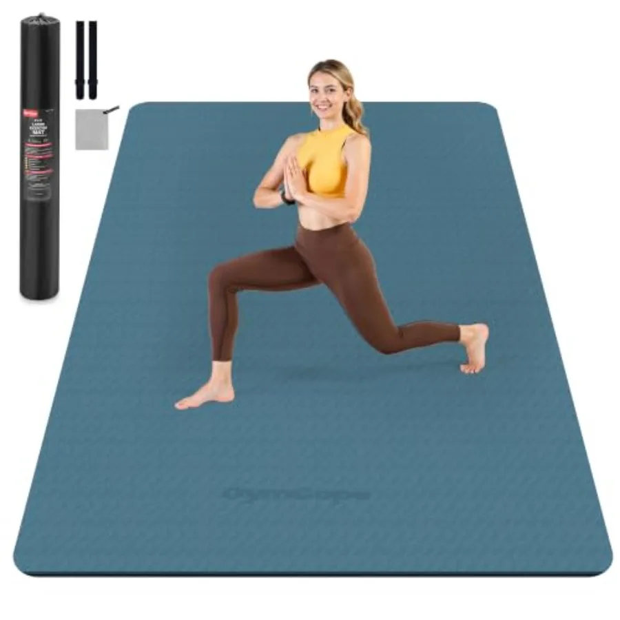 Extra Large Yoga Mat for Home Gym TPE Non-Slip Pilates Mat in Blue, 78x57, 1/2 Thick, Extra Cushioning Stability