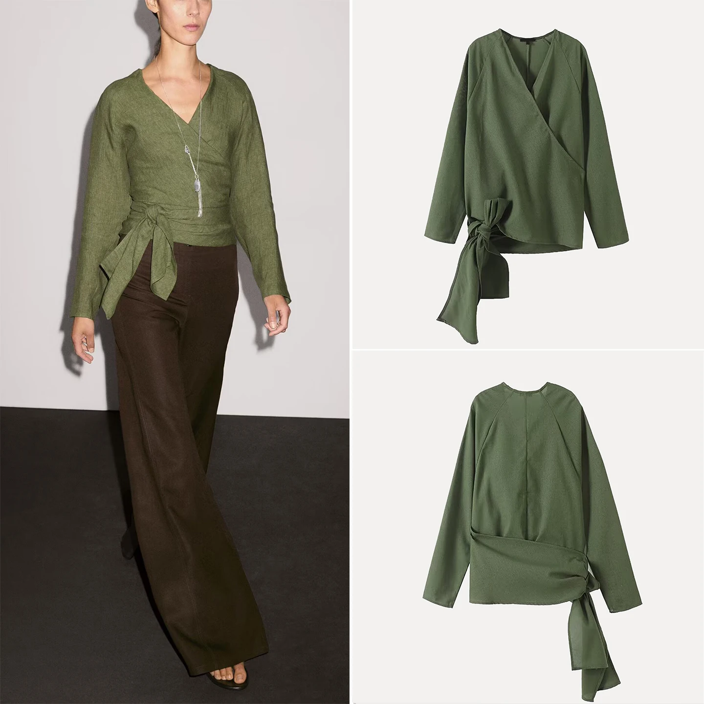 

Z Женский коврик Design Linen irt V-ne Универсальный Sle Commute Sle Свободный крой Long Sve Pure Color на пуговицах