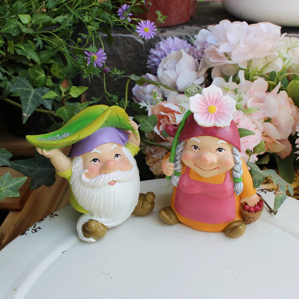 Rainproof Dwarf Couple Decorations, Elf Dwarf Statues, Home Decoration Accessories, Garden Bonsai Decoration, Lover Gifts
