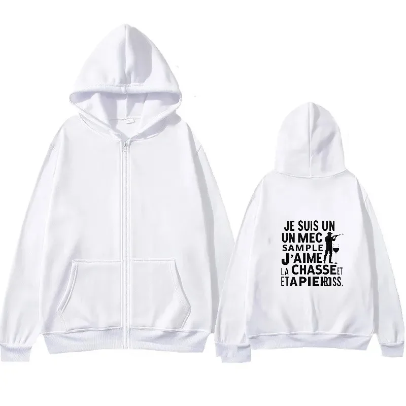 Giacca da uomo con cappuccio Nero Caccia e pesca Stampa Testo Design Abbigliamento casual da esterno per uomo