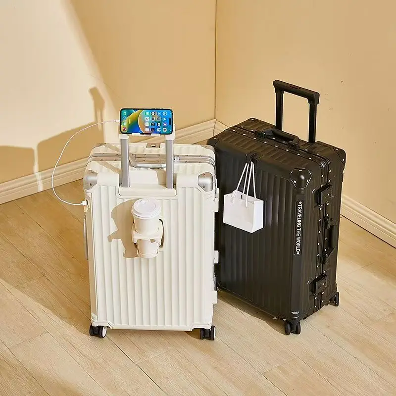 20/22/24/26/28 New Luggage Multifunctional Student Password Boarding Box Aluminium Frame Large Size Suitcase on wheels