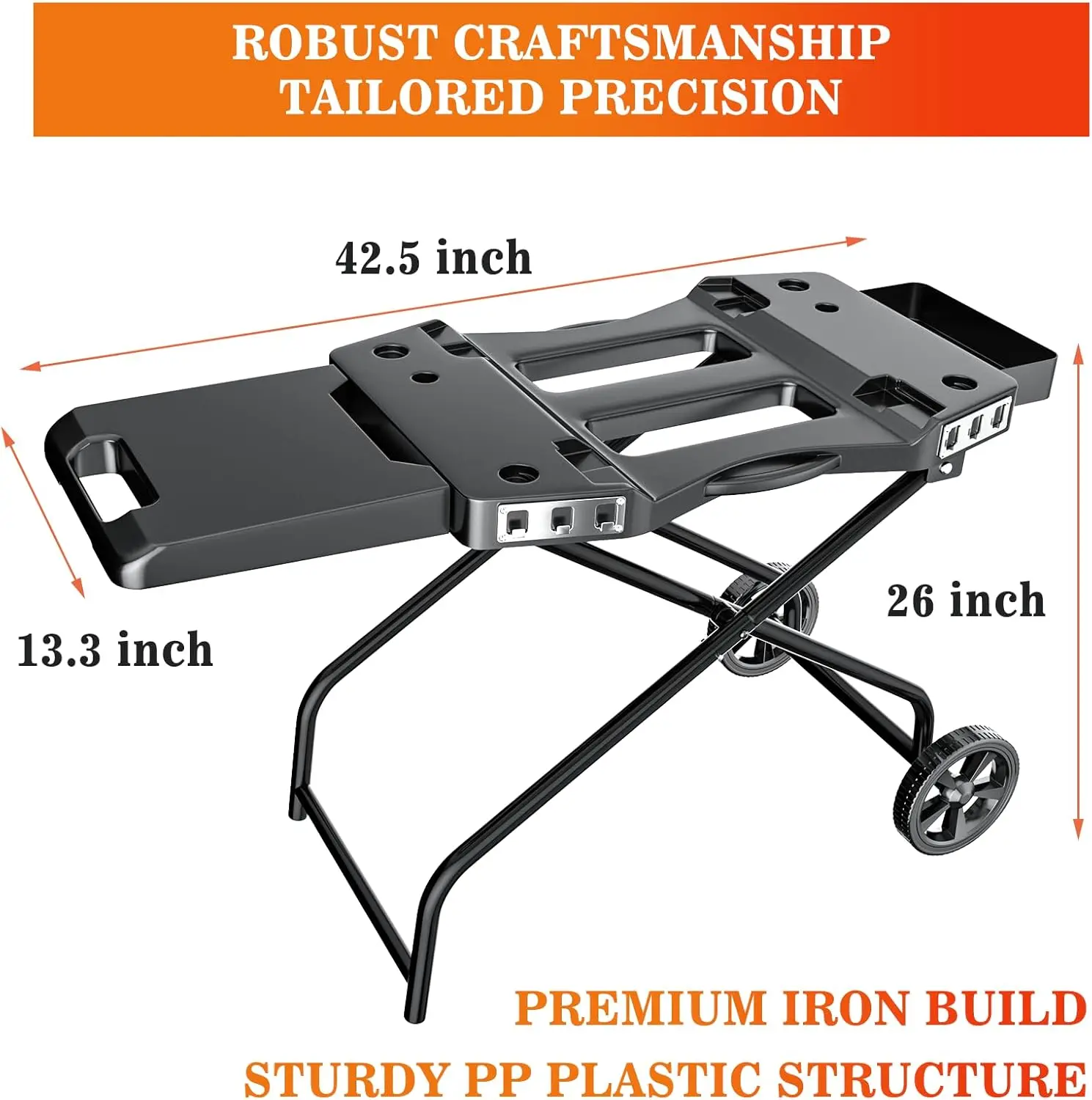 

Foldable Grill Cart for OG700–OG750 22" | Portable BBQ Stand with Wheels, Side Table & Storage Basket