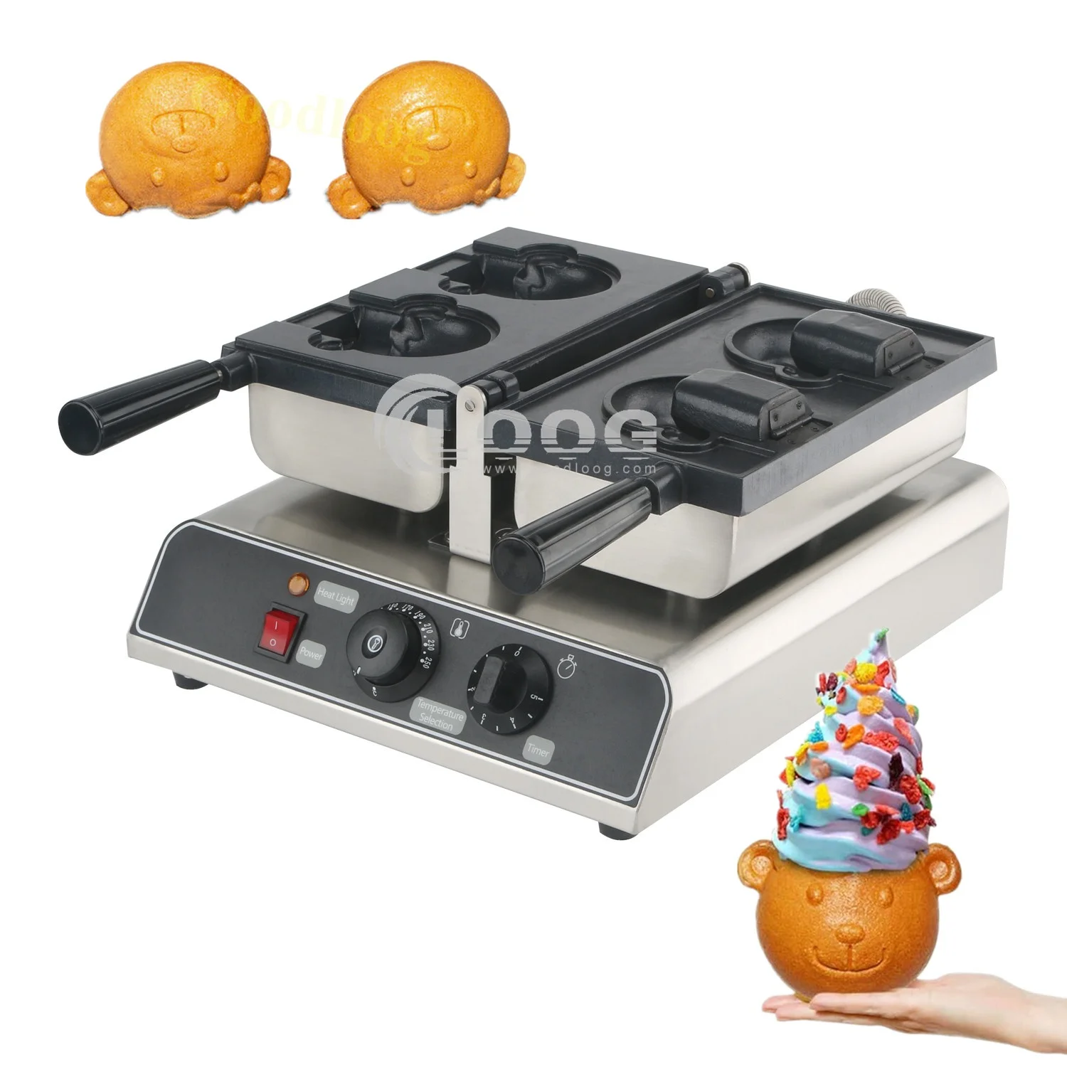 

Commercial Restaurant Kitchen Equipment 2PCS Bear Shaped Taiyaki Iron Hot Sale Electric Ice Cream Taiyaki Waffle Machine