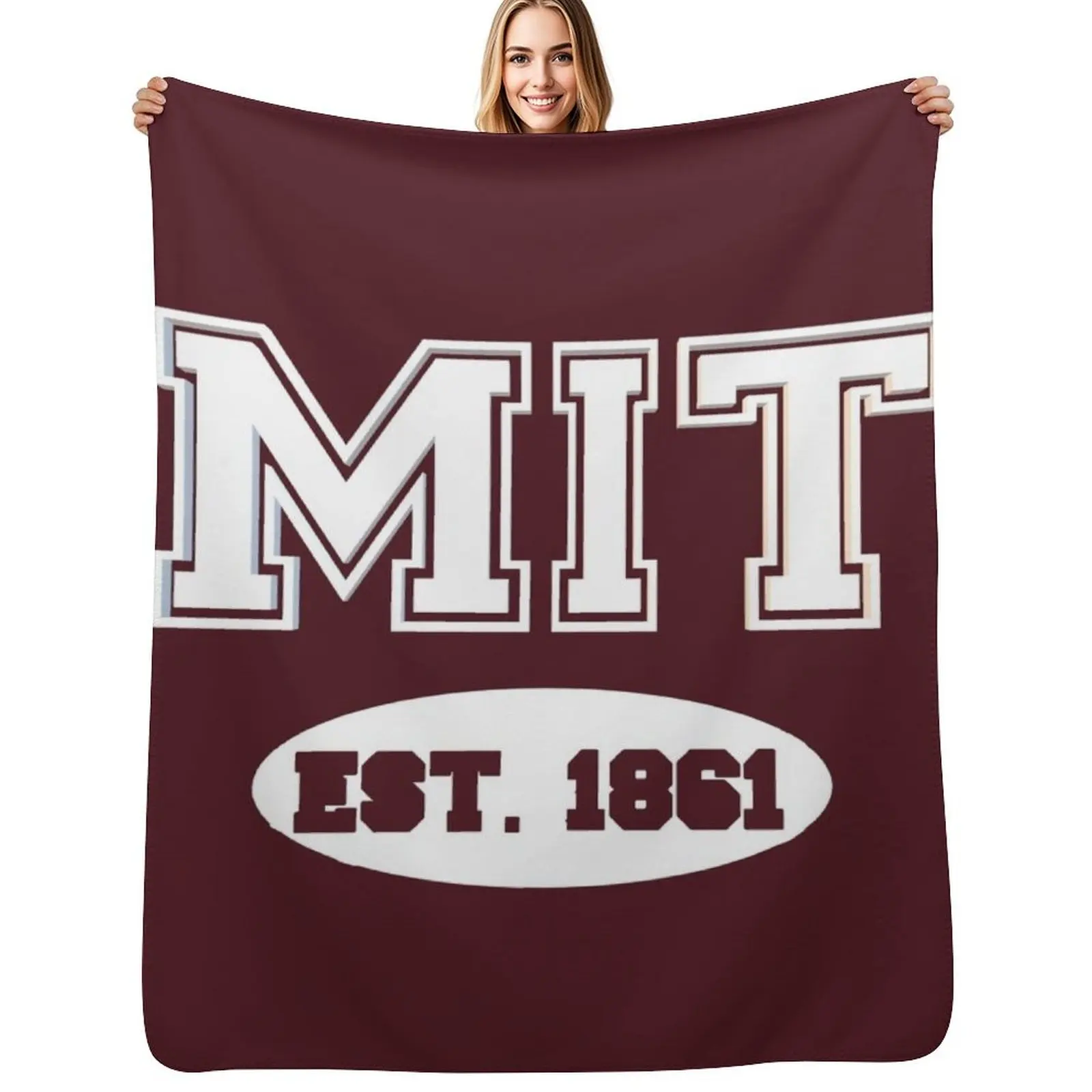 MIT EST 1861| MASSACHUSETTS VARSITY Throw Blanket blankets and throws Soft Plush Plaid Vintage Polar Hair Hairy Blankets