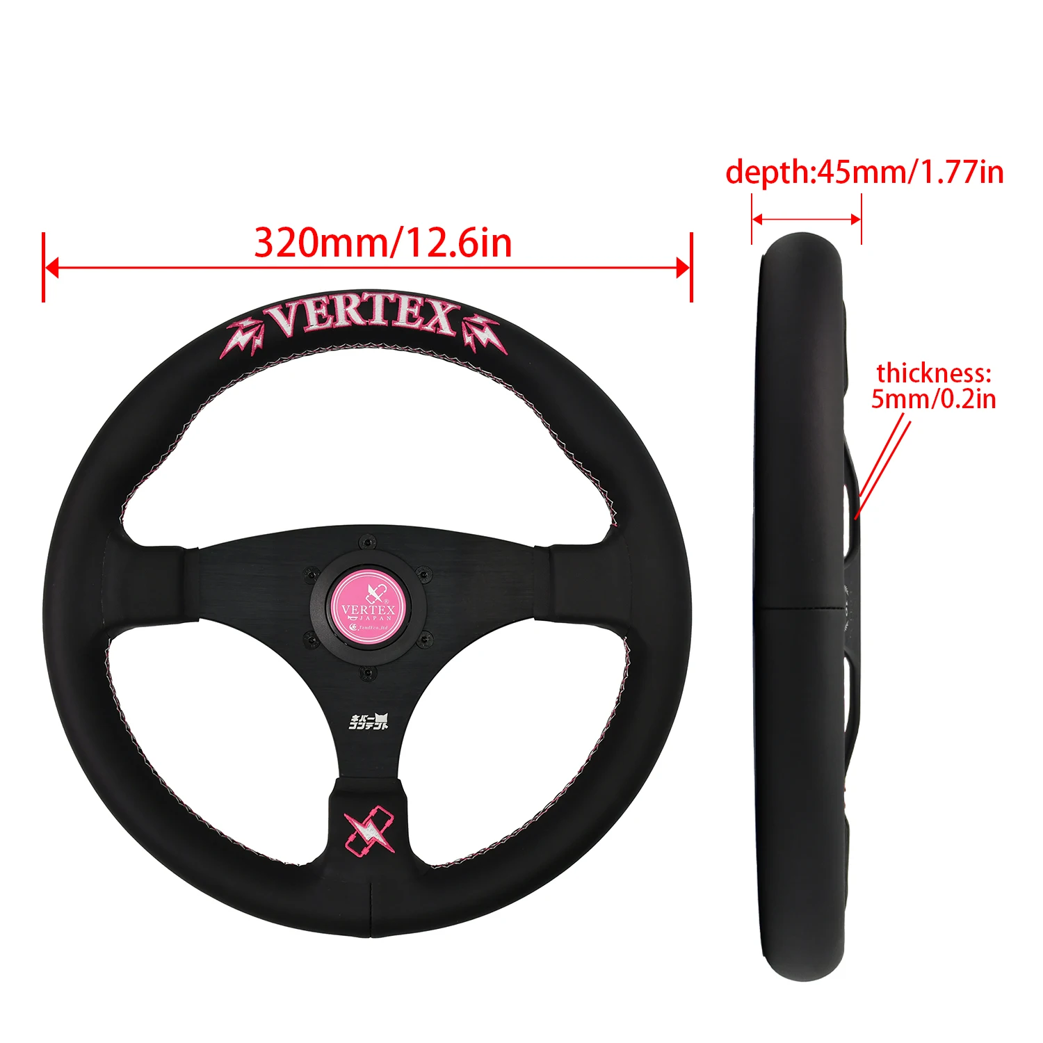 Руль для гонок 320 мм плоский кожаный JDM дрифта ПК-игр универсальный PCD-70