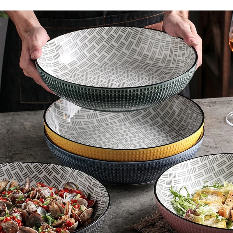 Ceramic Large Bowl Japanese Restaurant Ramen Capacity Soup Bibimbap Nordic Home Kitchen Round Tableware