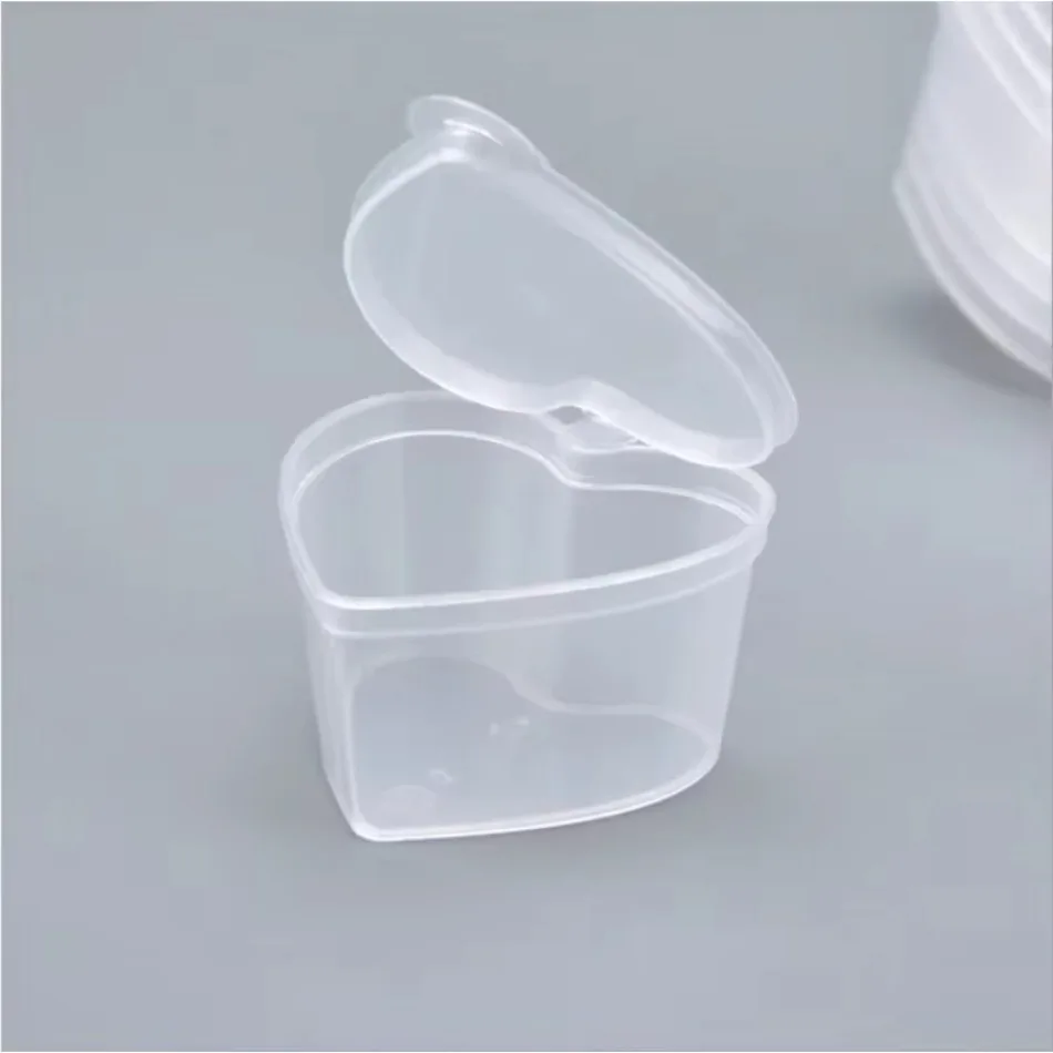 10 Pcs 45ml Love Heart Shaped Storage Box Transparent PP Sealed Box With Cover DIY Slime Pudding Handmade Packaging Container