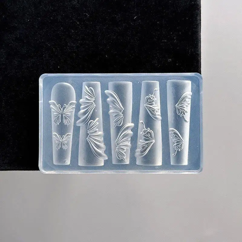 قالب فني مرن من Unguis لتصميمات Unguis المختلفة التي تسلط الضوء على تأثير النقش على شكل فراشة ثلاثية الأبعاد #3
