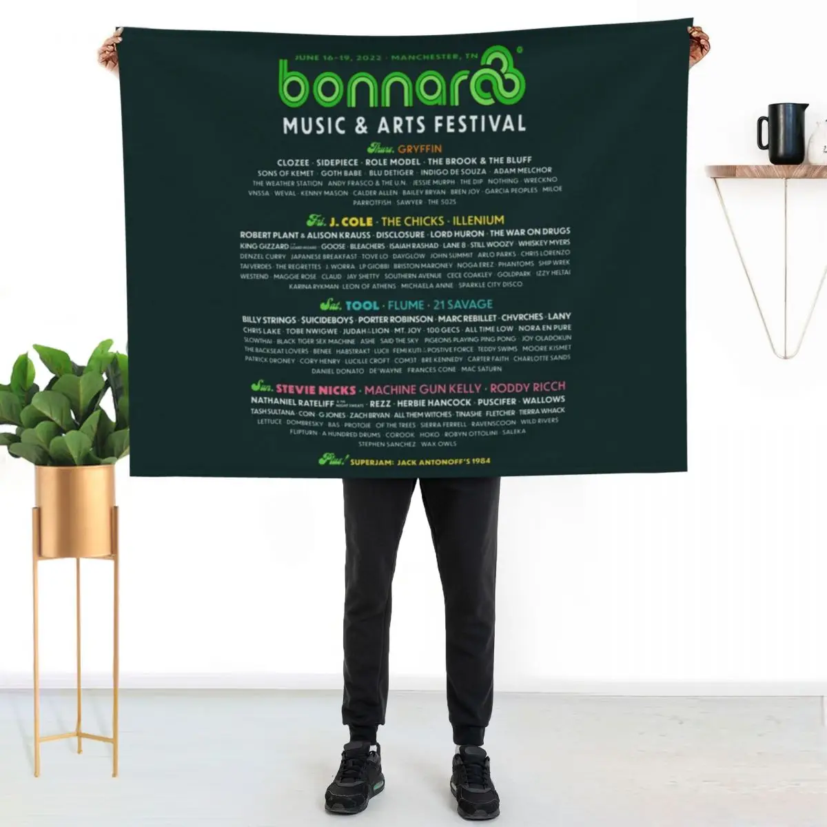 Bonnaroo Music Festival 2022 Line-Up Throw Blanket Plaid on the sofa Bed Luxury St Polar Hairys Blankets