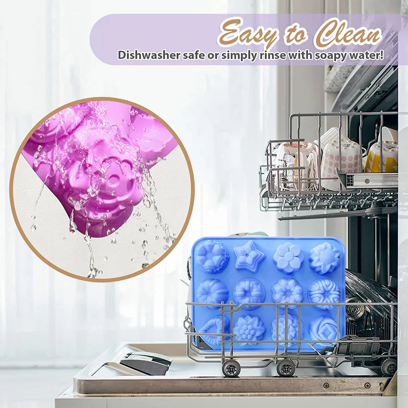 Silicone Flower Shapes Chocolate Ice Cube Jelly Blossom Rose Baking Tray Molds Unique Heart Star Food Grade Non-stick BPA free