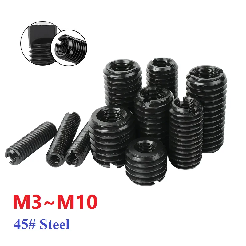 M3 M4 M5 M6 M8 M10 45# Steel Slotted Inside Outside Self Tapping Thread Insert Adapter Screw Nuts Sleeve Converter Nut
