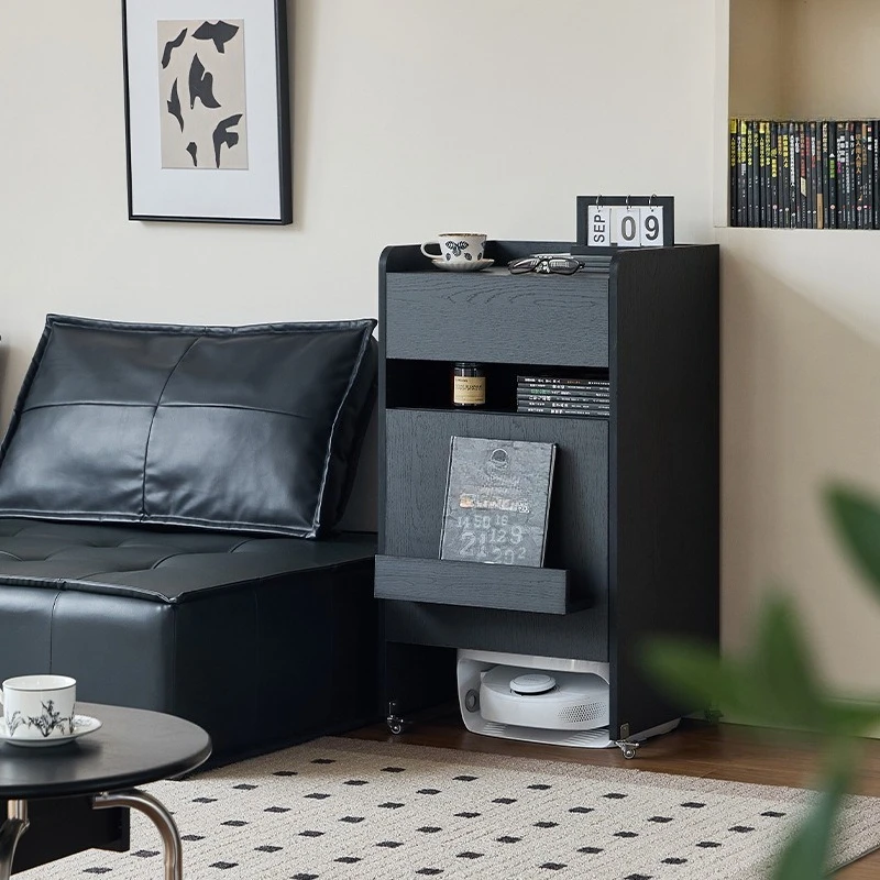 

Shelves with wheels Kovos seeks Narwal stone minimalist modern black sofa side cabinet