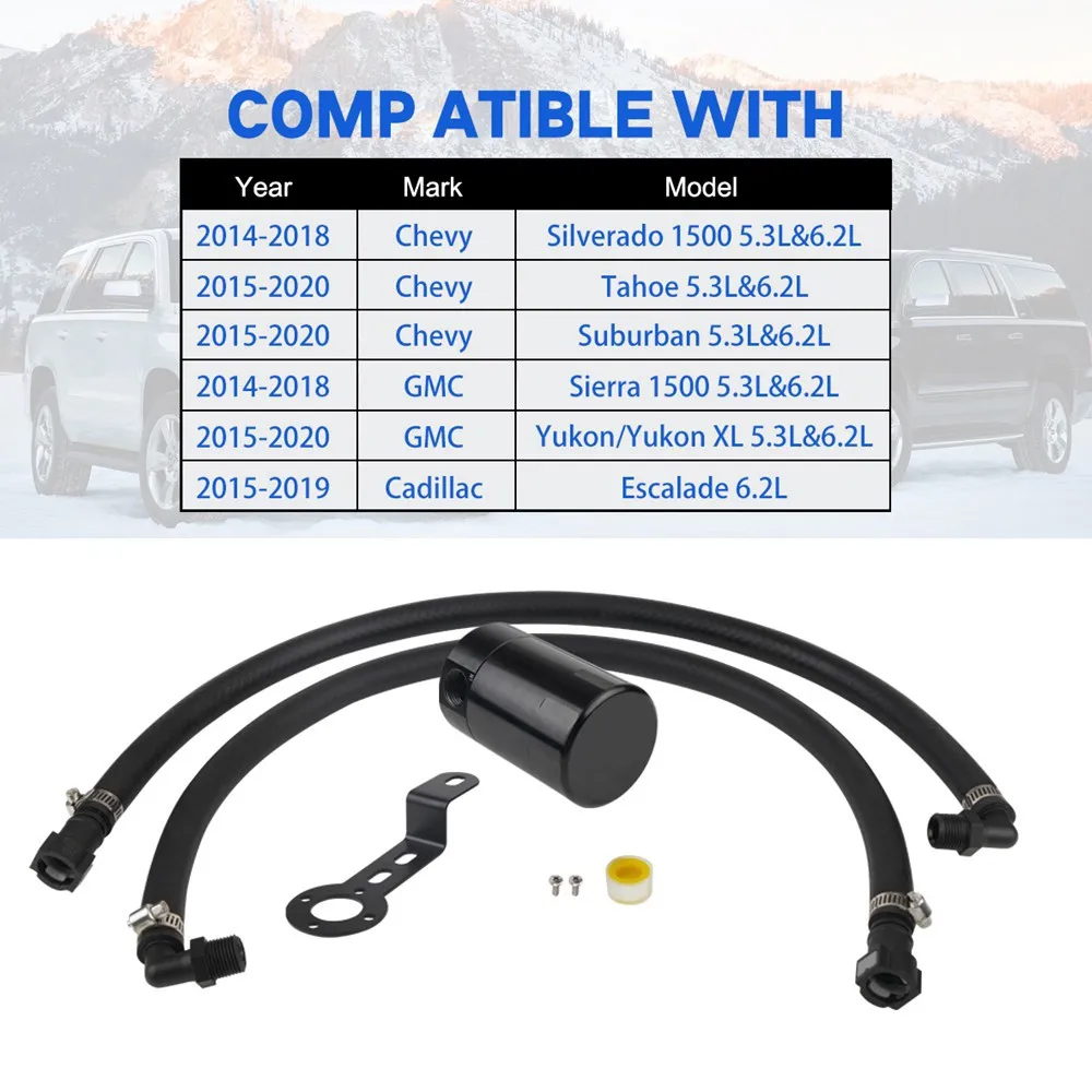 Ölfang kann Luft-Ölabscheider-Set für 2014–2018 Chevrolet Silverado 1500/GMC Sierra 1500 2015–2020 Chevy Tahoe/Suburban/GMC