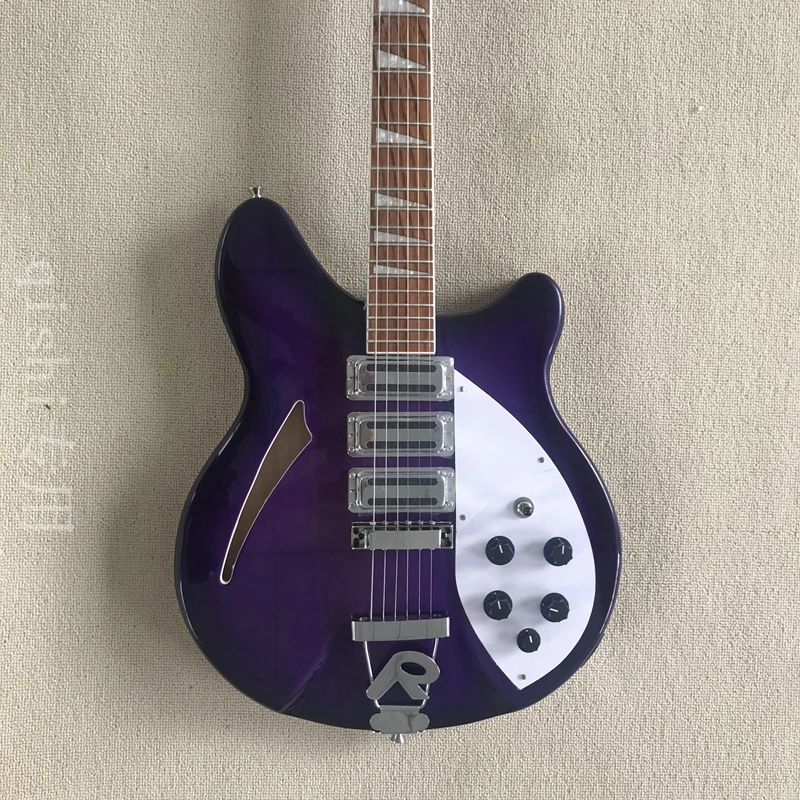 in stock! 6-string  purple rickenback electric guitar half hollow body Roger limited edition 6-string ricken guitarra