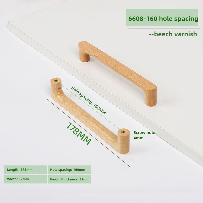 Nordic Houten Massieve Hardware Pull Meubelgrepen Beukenhout Keukenkast Handgrepen Garderobe Kast Ladeknoppen