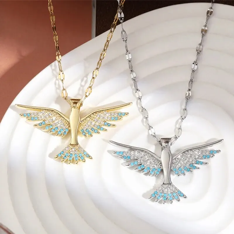 ZAKOL Vintage Phoenix Eagle Zirconia Necklaces For Women Men Hiphop Gold Color Metal Crystal Clavicle Chain Choker Jewelry Gifts