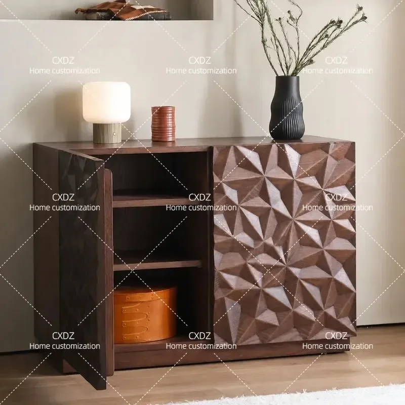Nordic Solid Wood Side Cabinet Modern Simple Storage Locker for Entrance Bedroom Living Room TV Console