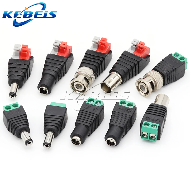 2/5/10PCS DC 12V Male Female BNC Connectors 5.5*2.1mm/2.5mm Welding-Free Power DC Plug Adapter Jack Sockets For LED CCTV Camera