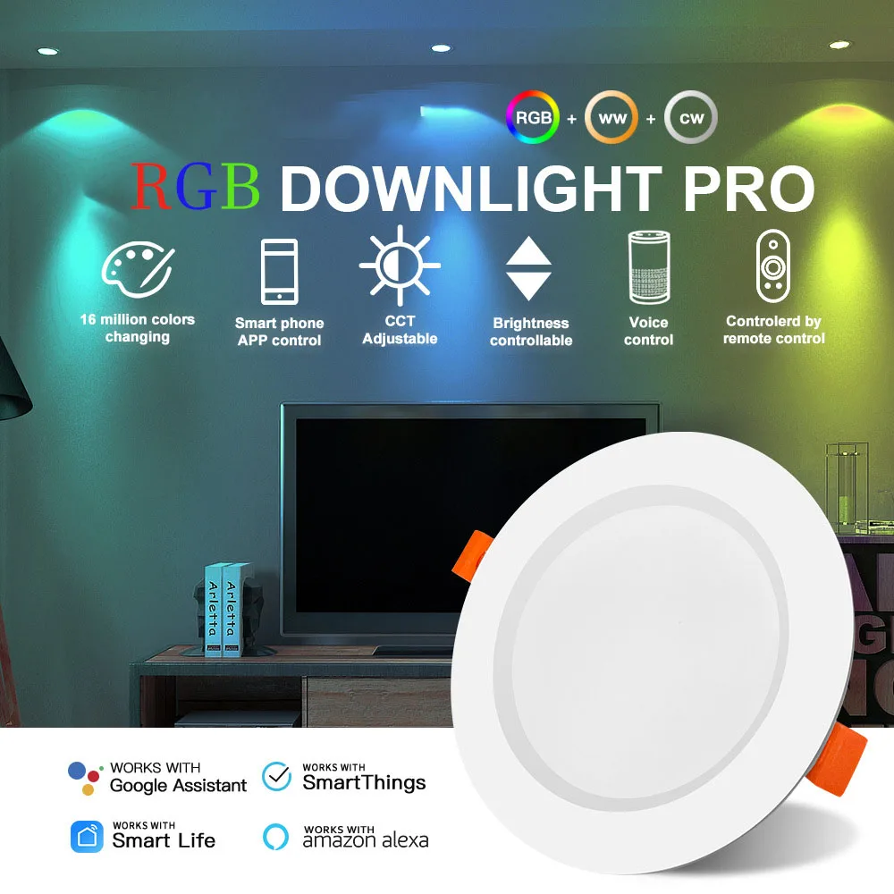 LED Downlight Smart 10W RGB Recessed Ceiling Lamp Dimmable Color Changing Bluetooth APP Control Group Timing HomeKit Scene Sync