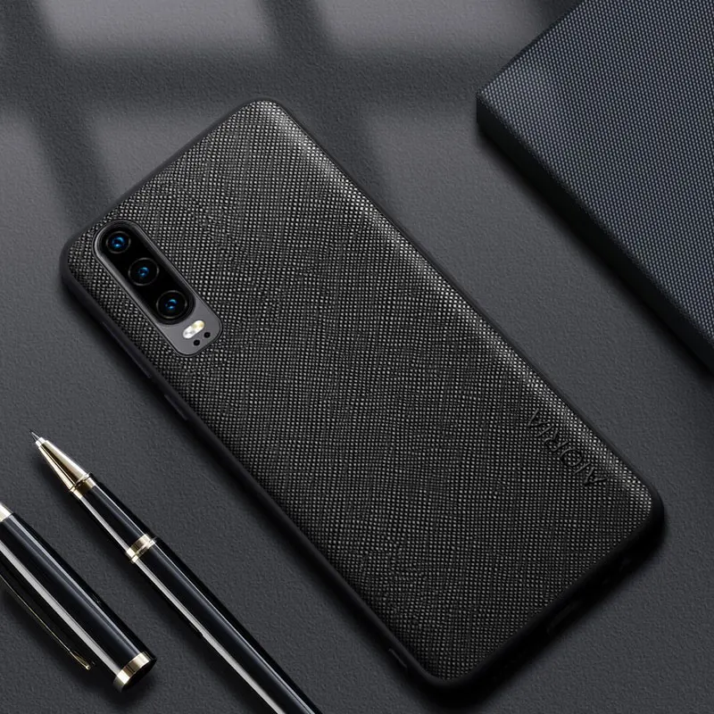 Luxury leather phone case for Huawei P30 Pro Lite funda with wood pattern