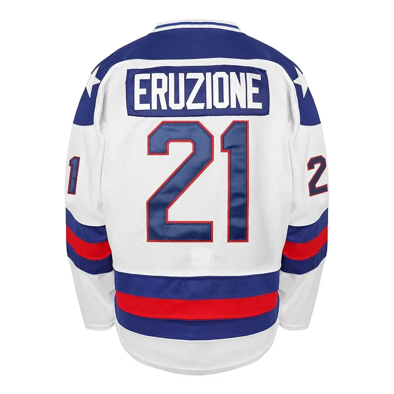 Film 1980 Miracle On Ice Team O'Callahan 7 Jim Craig # 30 Mike Eruzion # 21 Maillot de hockey sur glace pour hommes, vêtements de sport, maillot brodé C