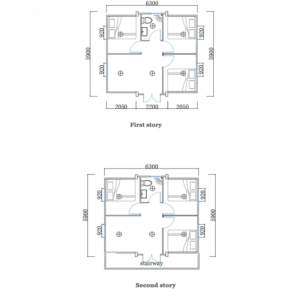 2-этажный контейнерный дом для 3-6 спален с ванной комнатой, расширяемый роскошный складной дом, 20 футов/40 футов, мобильный дом, настраиваемый