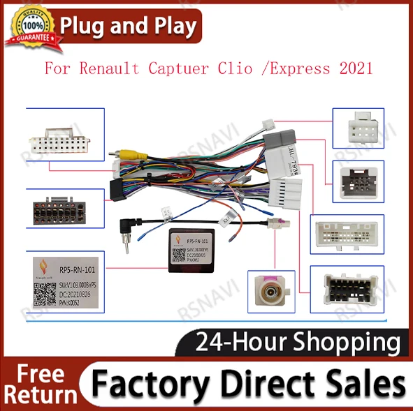 

16 Pin Canbus box Adaptor XP-XB-011 For Renault Captuer Clio /Express 2021 With Wiring Harness Cable Android Car Radio Canbus