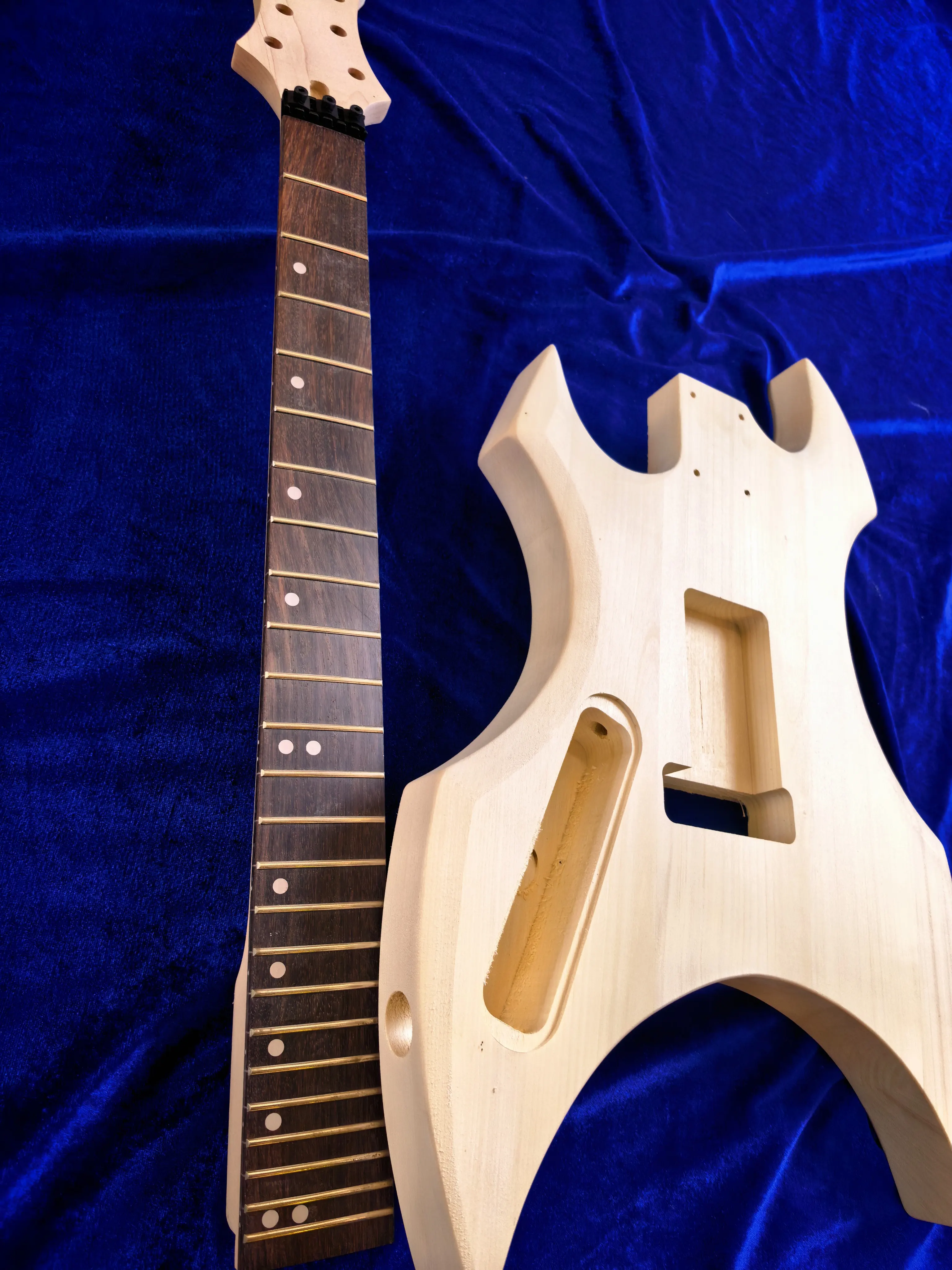 Unfinished Special Shape Electric Guitar Kit, DIY Guitar Body + Neck, Solid Wood Guitar Builder Kit, Devil Horn Guitar DIY - view 2
