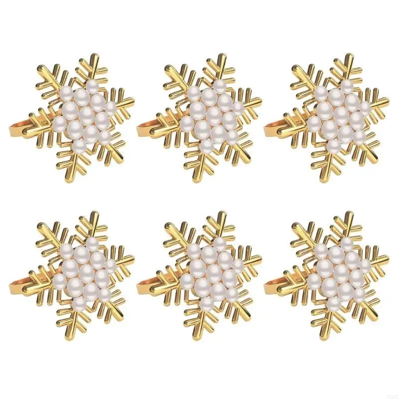 Pack of 6 Snowflake Napkin Rings Christmas Holiday Dinner Decor Napkins Holders X3UC