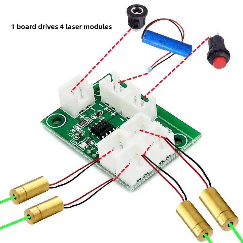 Laser modul leiterplatte kann stick 4 channelswith ithium batterie lade funktion Mini installation zubehör montage freie