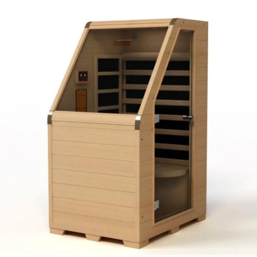 

Factory Supply Canadian Far Infrared Mini Sauna Room Dry Steam Home Spa Wood Sauna Cabinet for 1 Person Indoor Sauna