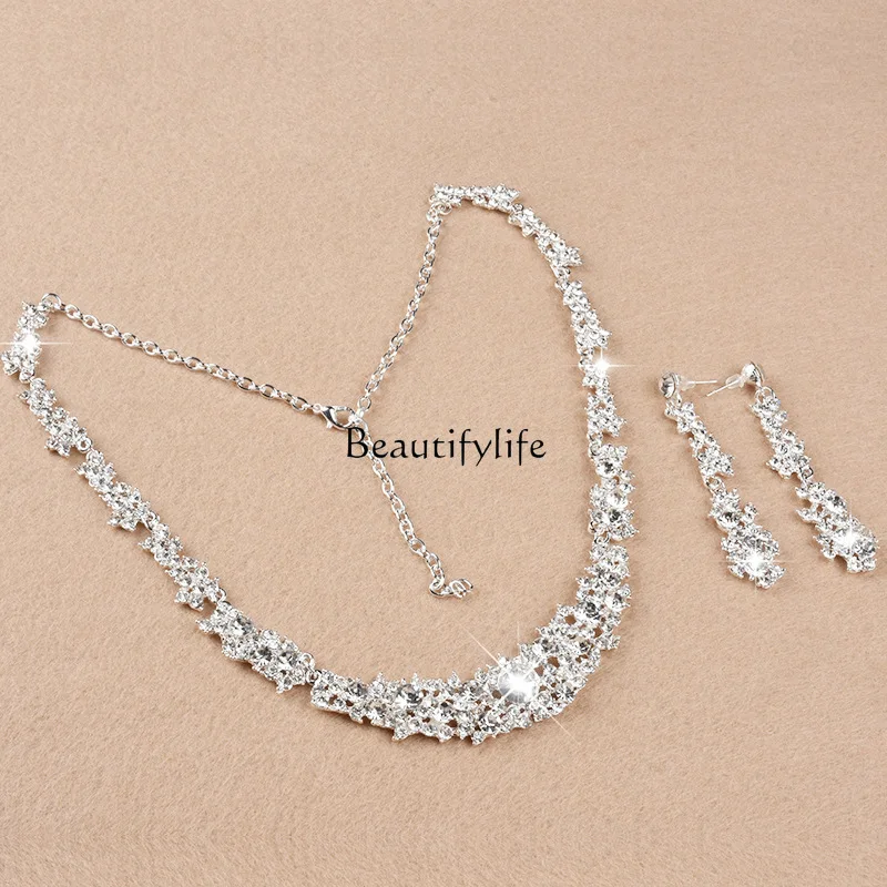 

Bridal chain earrings 2-piece set, wedding dress accessories