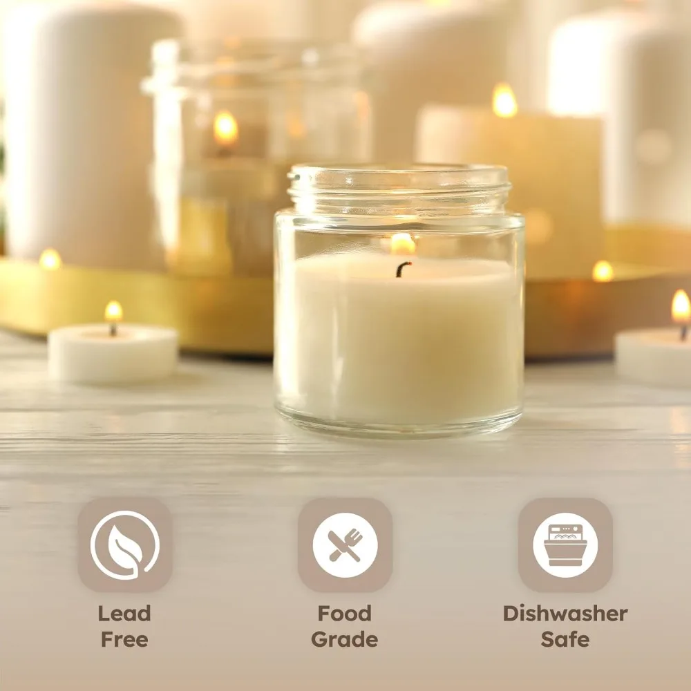 برطمانات شموع زجاجية صغيرة مع أغطية من الخيزران، 48 عبوة، حاويات فارغة لعينات مستحضرات التجميل، لوازم الحرف اليدوية