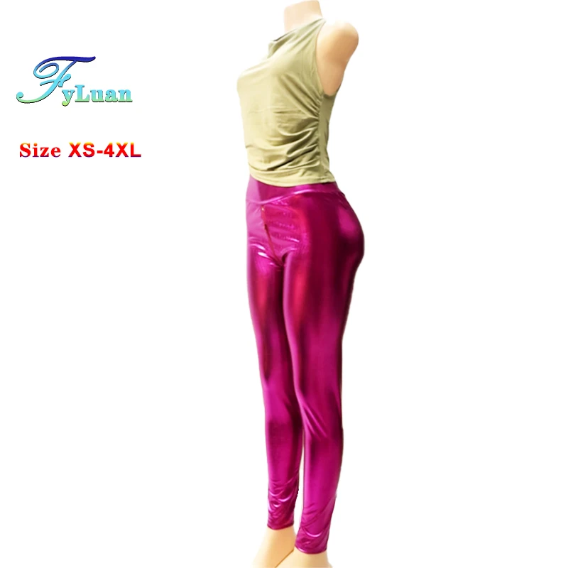 Purple Double Zipper Open Crotch Women Pants Sexy Skin Friendly Tight Legging Tight Nightclub Trousers  Plus Size Pants XS-4XL