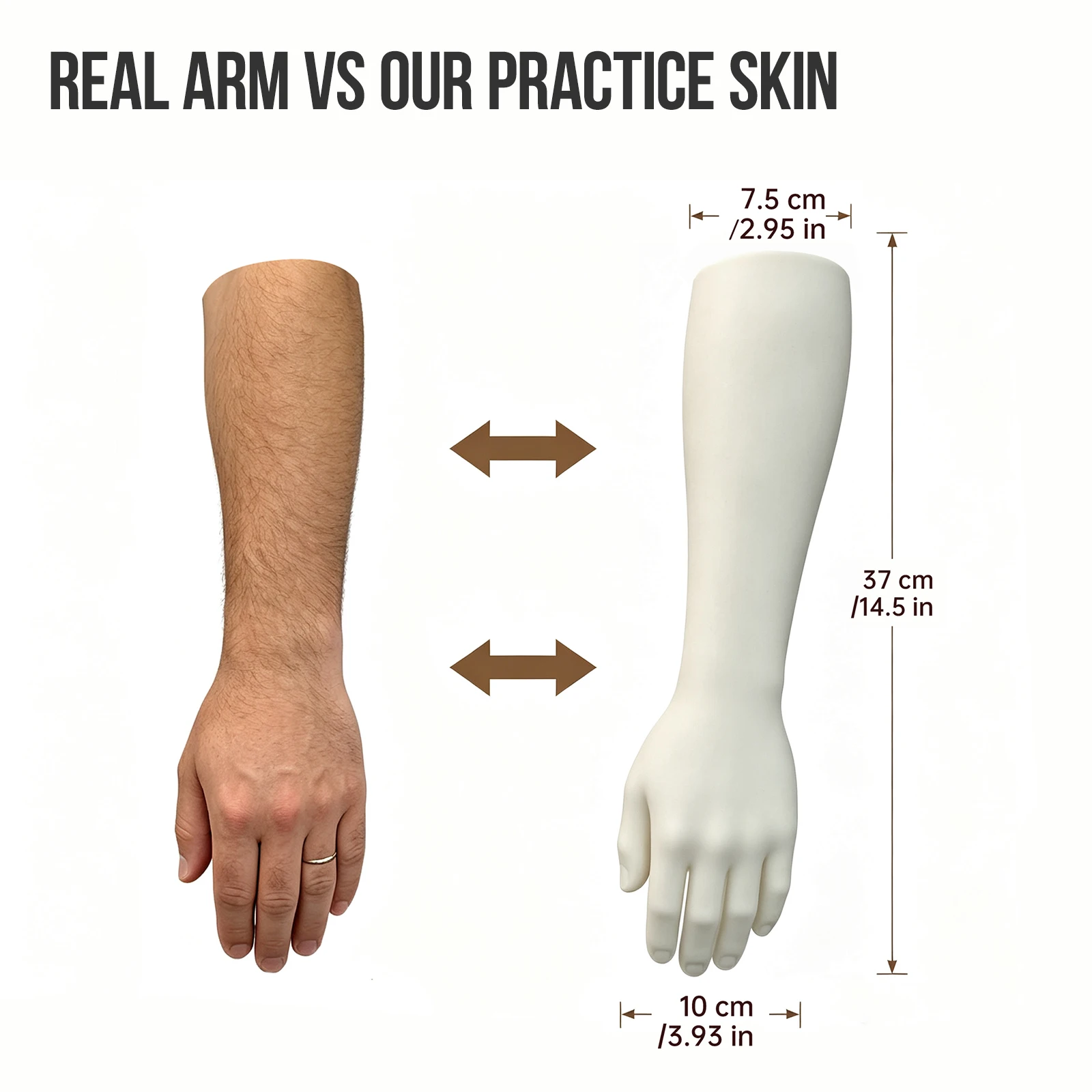 Silicone Tattoo Practice Arm 1:1 Realistic Forearm Model Sponge Filled Reusable Fake Arm Skin For Tattoo Beginner Training