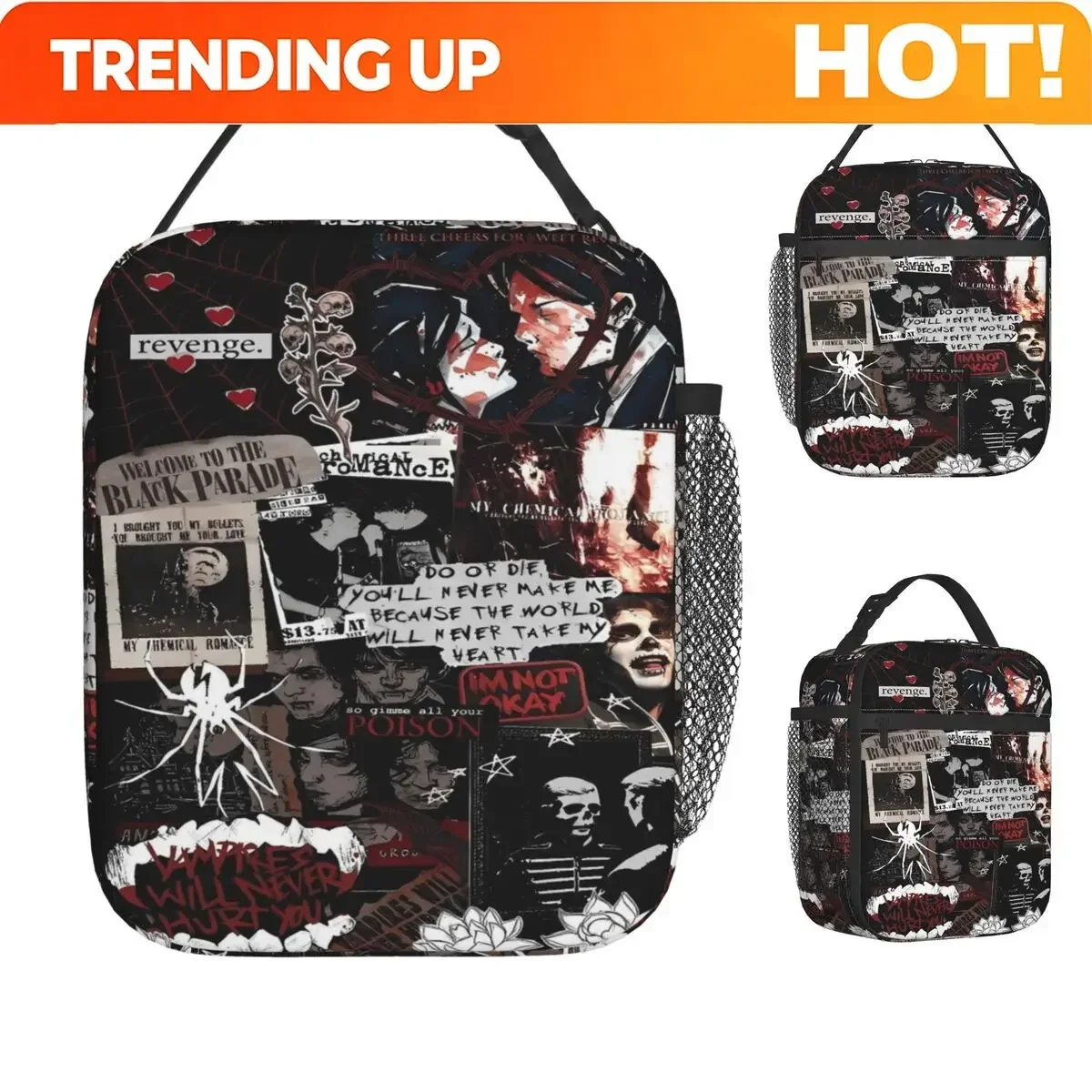 Custom Bag Custom My Chemical Romance Danger Days Spider Lunch Bag Aesthetic Lunch Box For Adult Work Portable Cooler Bag Print