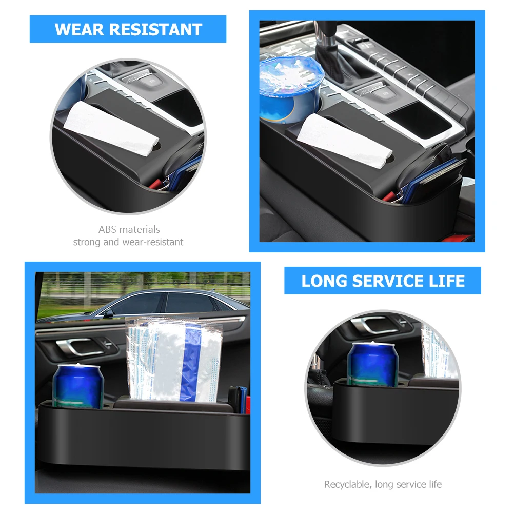 

2 pcs Car Storage Box ABS Durable Seat Space Organizer Safe Cup Holder Vehicle Organizer Front Slot Space Filler Modern Decor