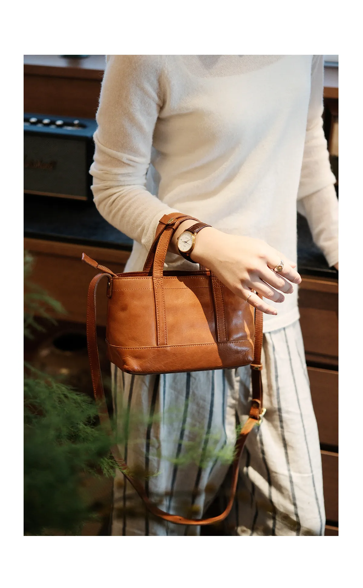 Vintage Luxus Echtleder Damen Kleine Handtasche Mode Outdoor Reise Party Handgefertigte Rindsleder Schulter Umhängetasche – Detail 6