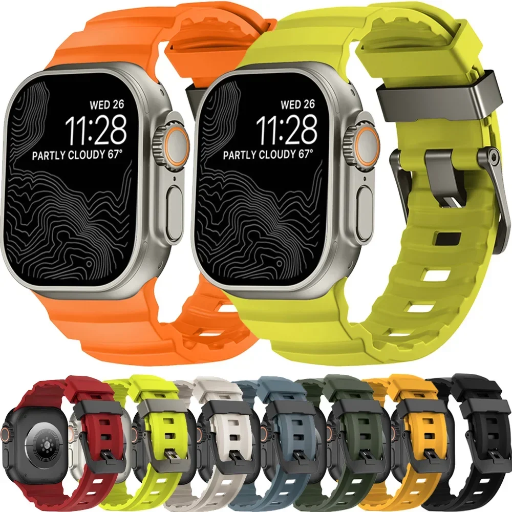 Trilha pulseira de silicone para apple watch ultra 2 49mm série 10 9 8 7 46mm 45mm substituir pulseira iwatch se 6 5 44mm correa