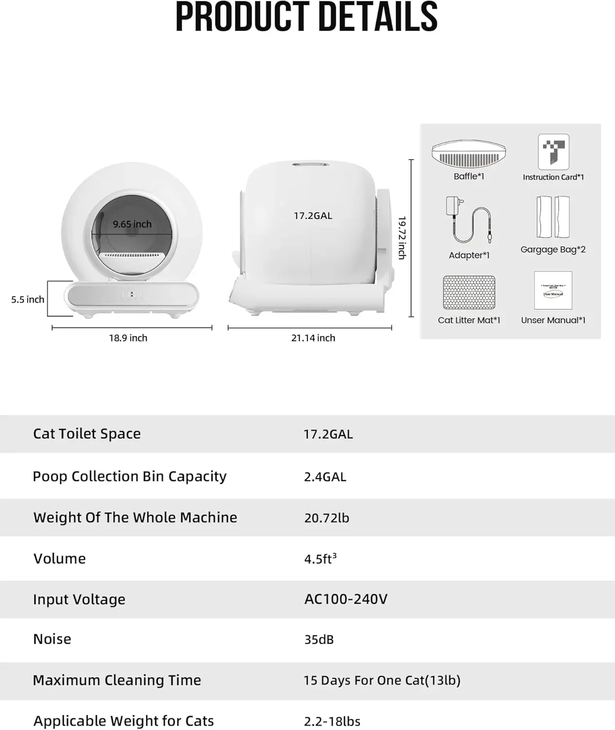 

#Newest Design 65L Large Capacity Smart Cat Litter Box Automatic Cat Toilet