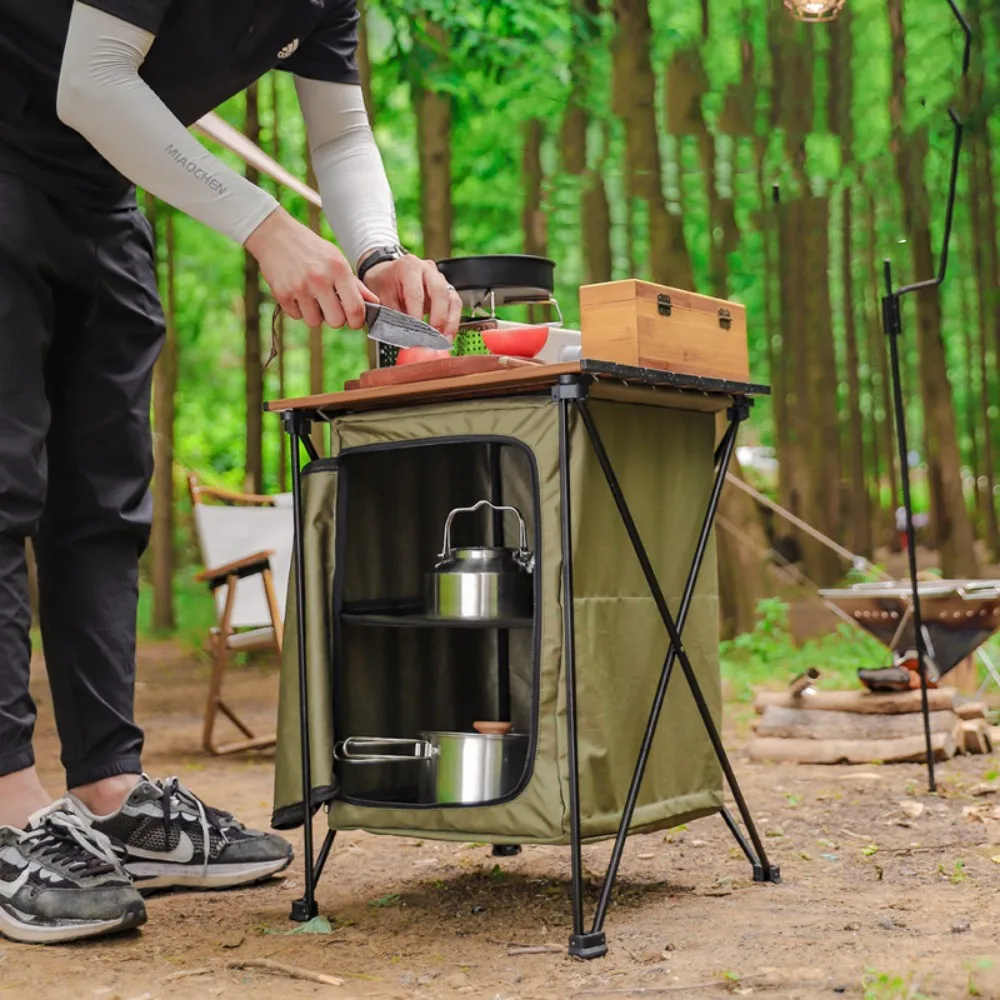 Outdoor Camping Storage Table Portable Aluminum Alloy Table Folding Storage Organizer BBQ Picnic Egg Roll Table New