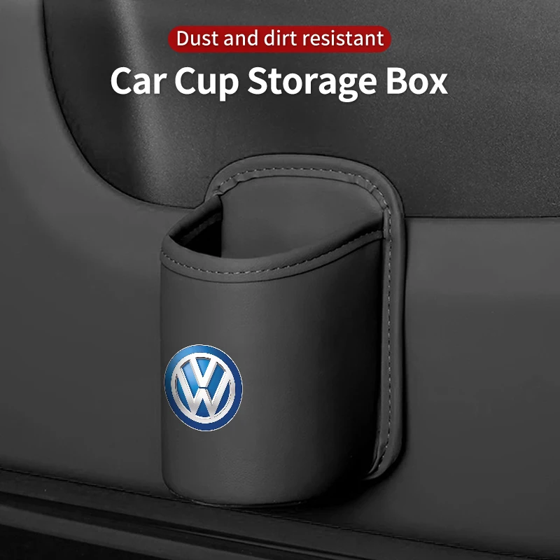 

Car Door Water Cup Holder Back Seat Drink Rack Leather Storage Box For Volkswagen VW Polo CC Bora Golf Jetta Lavida Lamando GTI